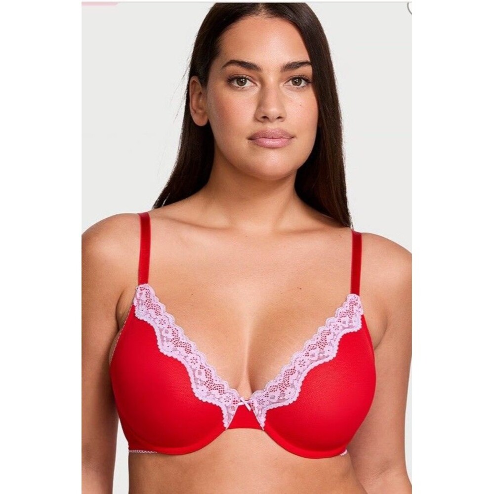 Tease Victoria’s Secret Unlined Sheer Mesh Lace Underwire Bra 32DD NWT
